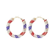 LLQkigsxse Earrings for Men 2023 New Independence Day Earrings Red Blue Aluminum Handwoven Earrings US Flag Hoop EarringsEarrings Gifts for Ladies